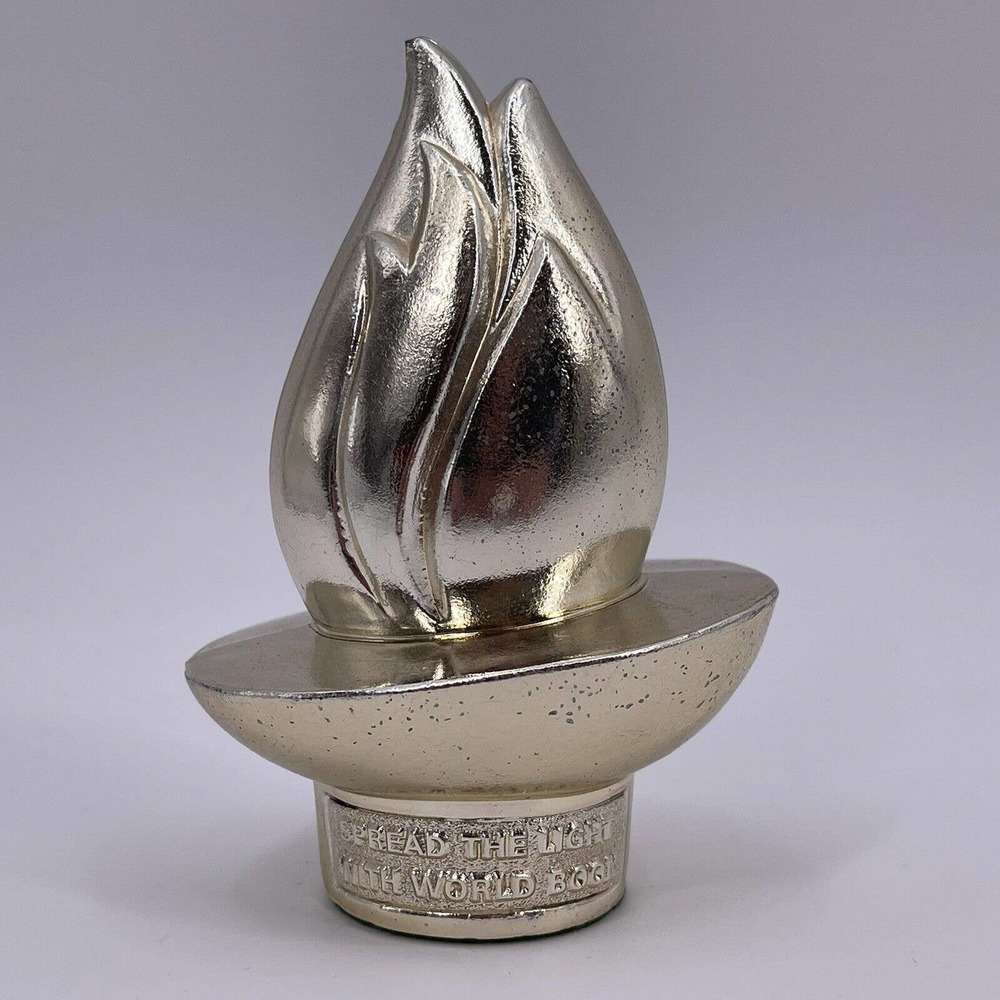 Vintage Torch Paperweight World Book Encyclopedia Spread the Light Collectible